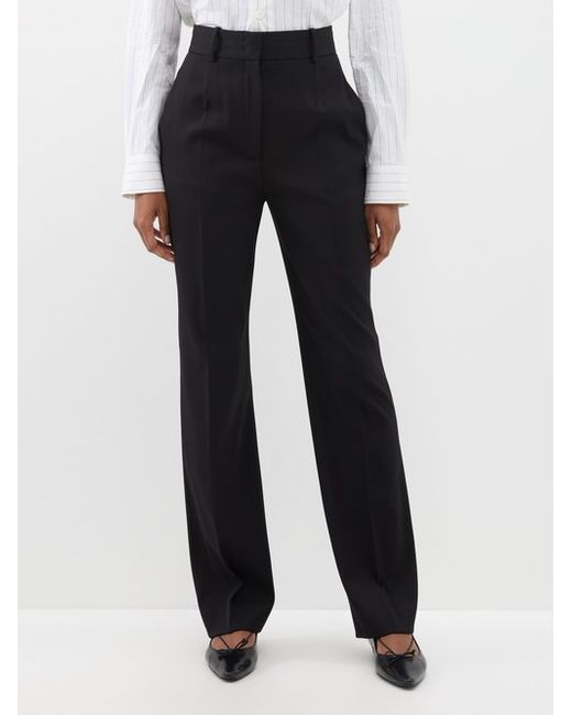 Another Tomorrow High-rise Wool-blend Straight-leg Trousers
