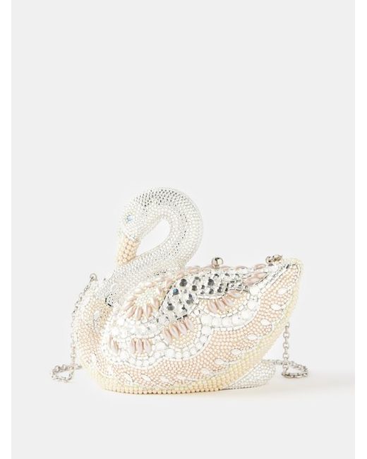 Judith Leiber Swan Viveka Crystal-embellished Clutch Bag