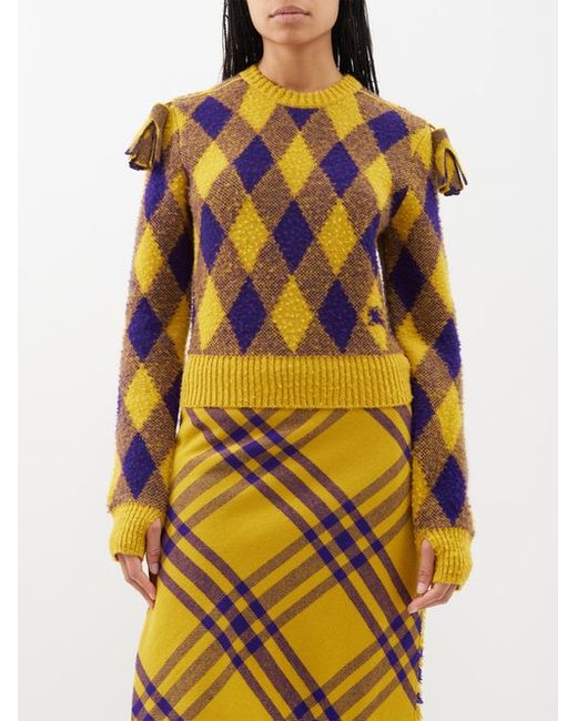 Burberry Argyle Tassel-trim Wool Sweater