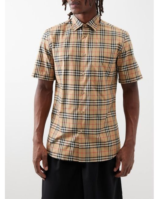 Burberry Simson Short-sleeve Check Cotton Shirt