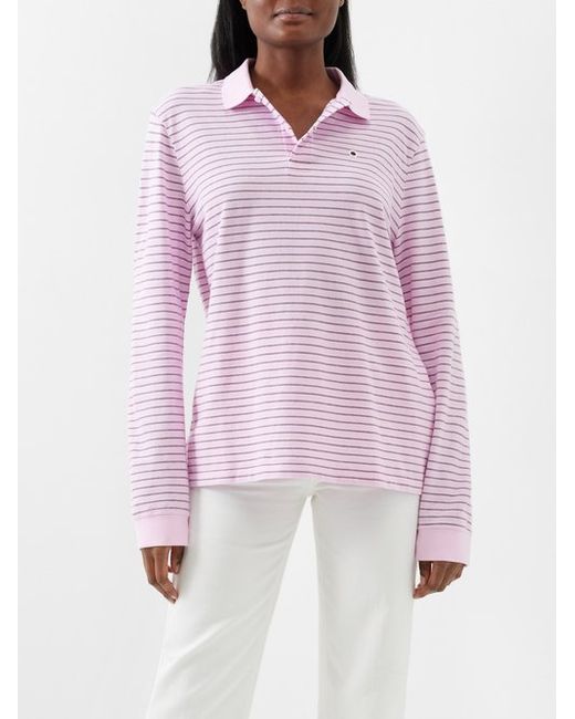 Saks Potts Serena Long-sleeved Cotton-piqué Polo Shirt