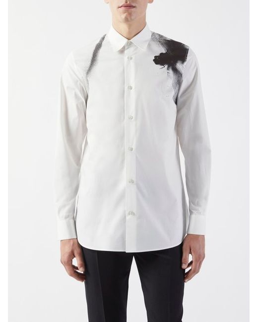 Alexander McQueen Dragonfly-print Cotton-poplin Shirt