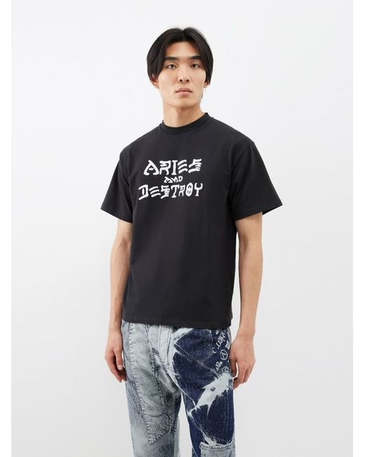 Aries Logo-print Cotton-jersey T-shirt