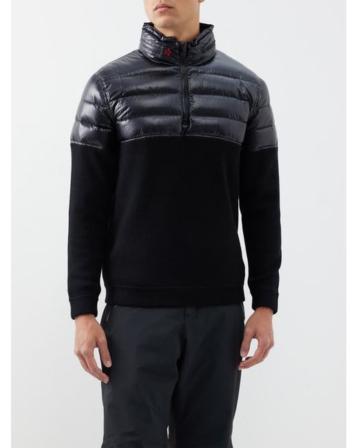 Perfect Moment Apres Quilted-panel Wool Half-zip Sweater
