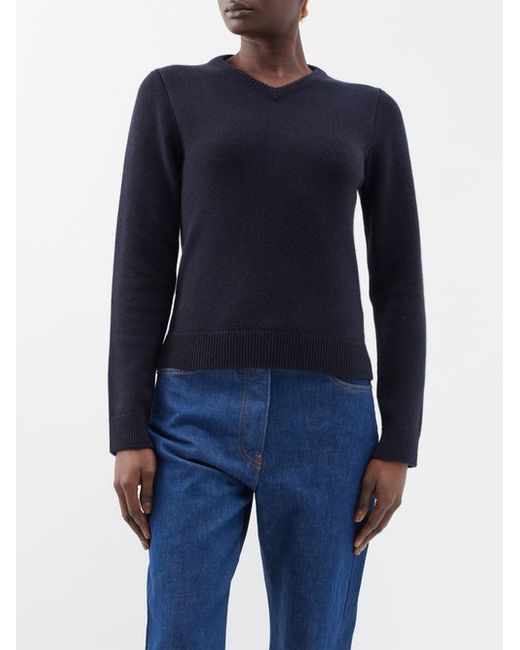 The Row Enrica V-neck Cashmere Sweater