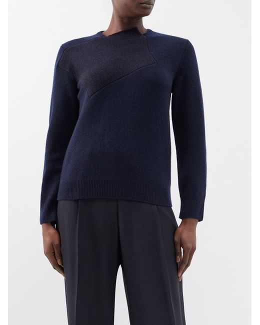 The Row Enid Asymmetric-panel Merino-blend Sweater