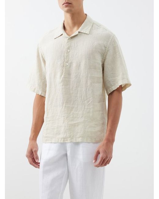 Barena Venezia Mola Half-button Linen Short-sleeved Shirt