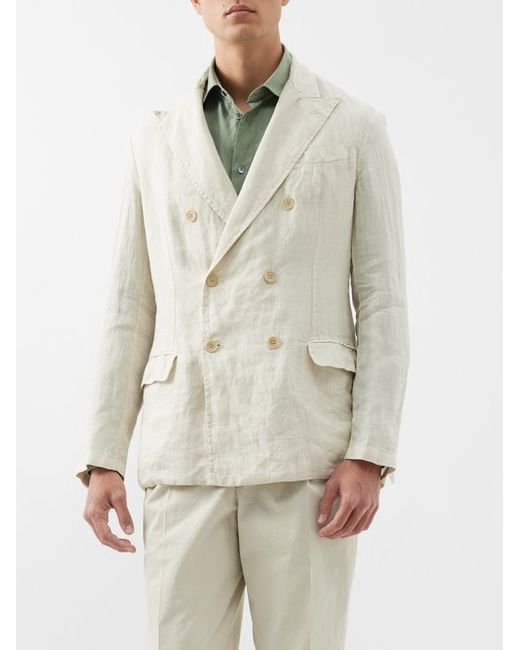 Barena Venezia Retor Double-breasted Linen Suit Jacket