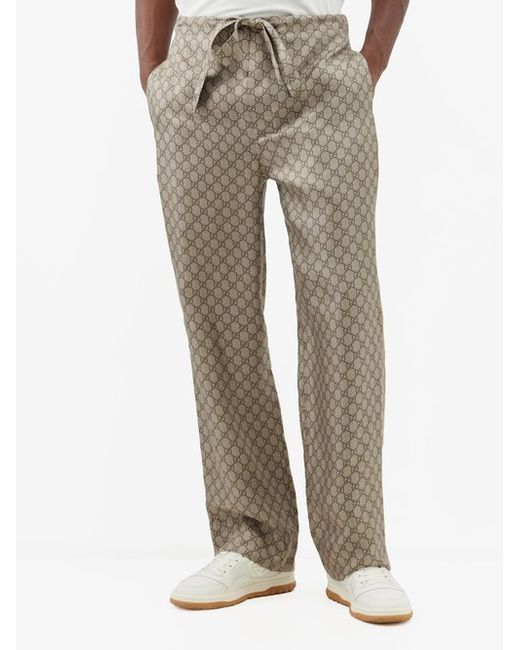 Gucci GG Supreme-print Silk Trousers