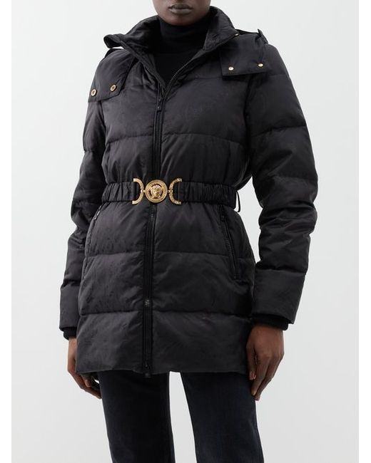Versace Barocco-jacquard Belted Padded Coat