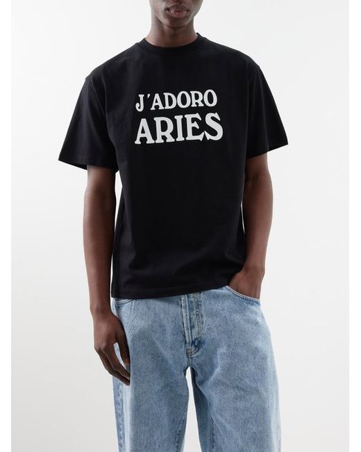 Aries Logo-print Cotton-jersey T-shirt