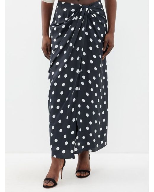 Carolina Herrera Polka Dot-print Satin Wrap Skirt
