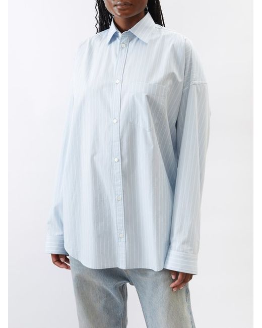 Balenciaga Oversized Striped Cotton-poplin Shirt