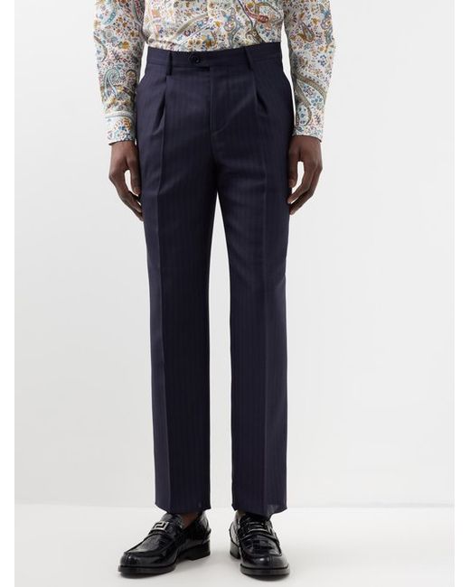 Etro Striped Wool Tailored Trousers