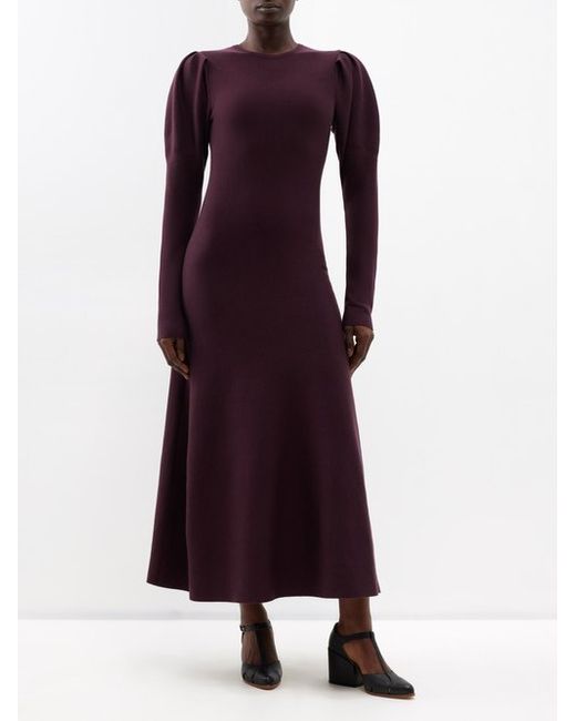 Gabriela Hearst Hannah Puff-sleeve Wool-blend Midi Dress