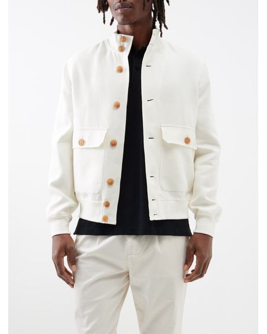 Brunello Cucinelli Buttoned High-neck Cotton-blend Flannel Jacket