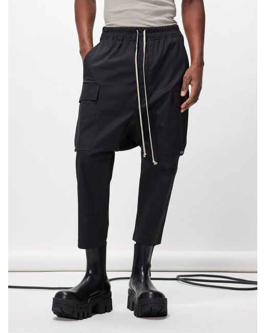 Rick Owens Cropped Cotton-blend Cargo Trousers