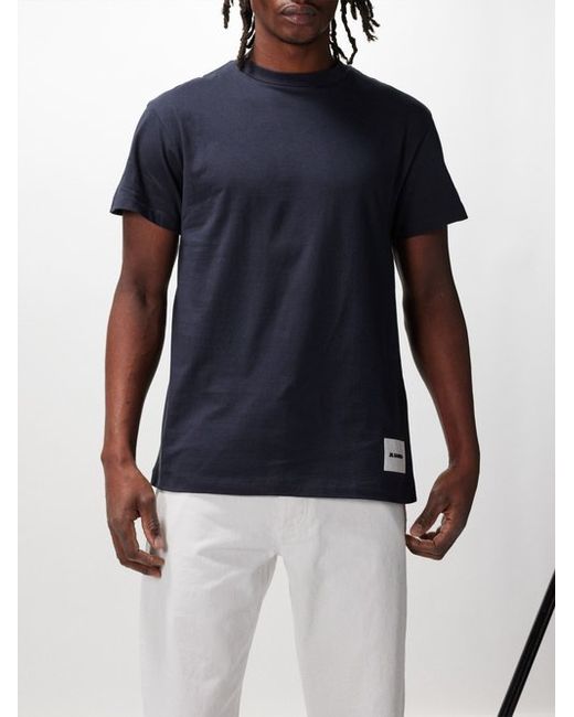 Jil Sander Pack Of Three Logo-patch Cotton-jersey T-shirts