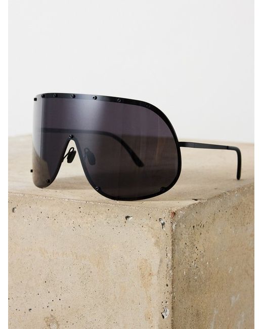 Rick Owens Eyewear Oversized Shield Stainless-steel Sunglasses