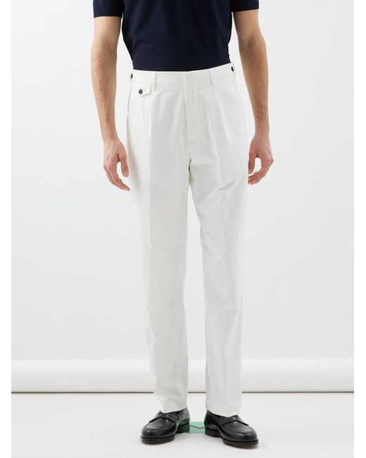 Dunhill Pleated Cotton-blend Chinos