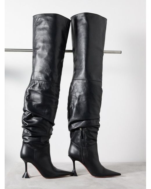 Amina Muaddi Olivia Thigh-high Leather Boots
