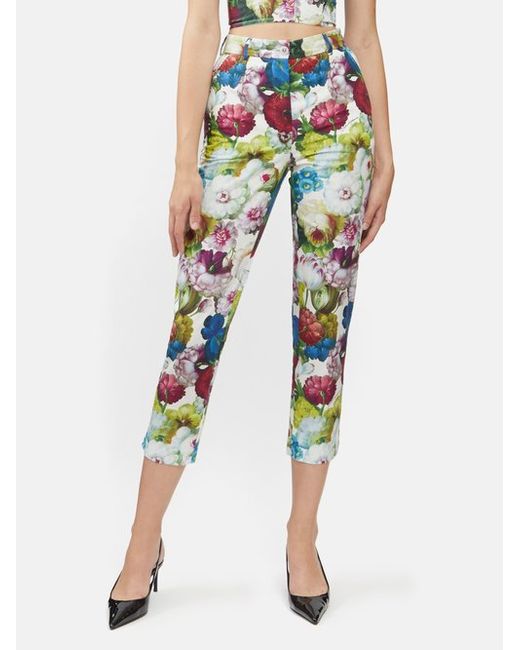 Dolce & Gabbana Floral-print Poplin Cropped Trousers