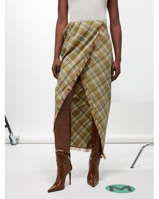 Etro Checked Wool Midi Skirt