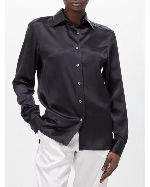 Tom Ford Spread-collar Silk-satin Shirt