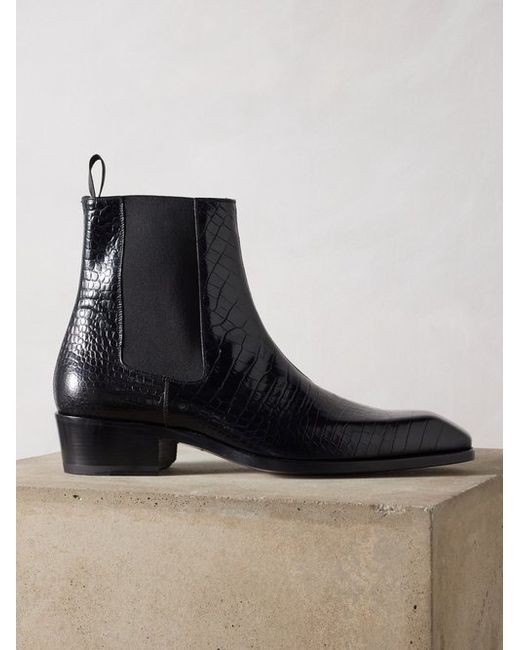 Tom Ford Bailey Croc-embossed Leather Chelsea Boots
