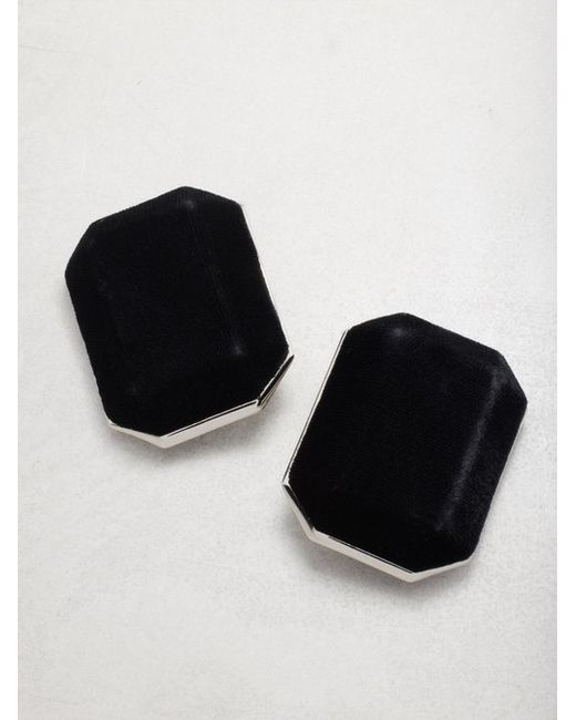 Saint Laurent Octagonal Velvet Clip Earrings