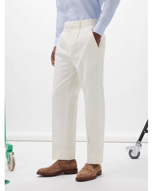 Z Zegna Pleated Cotton-blend Twill Trousers