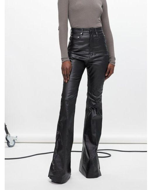 Rick Owens Bolan Coated-cotton Bootcut Trousers