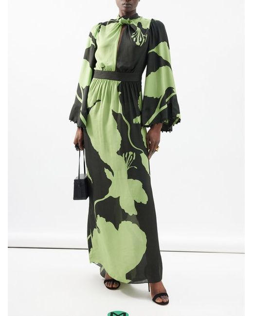 Johanna Ortiz Earthy Elegance Floral-print Silk Dress