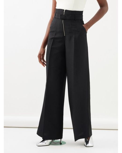 Co High-rise Belted Twill Wide-leg Trousers