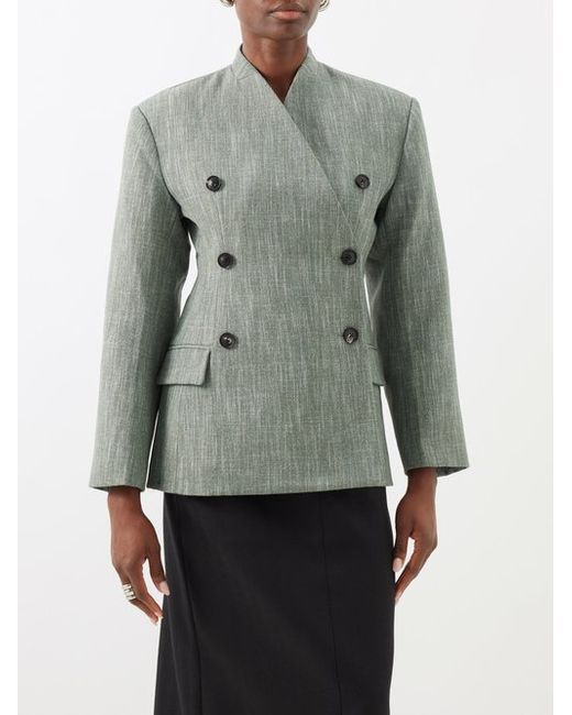 Co Collarless Double-breasted Wool-blend Jacket