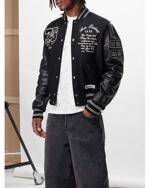 Amiri Eagle-patch Wool-blend And Leather Varsity Jacket