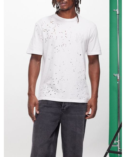 Amiri Shotgun Distressed Cotton-jersey T-shirt