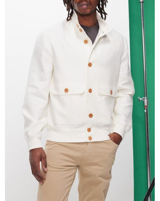 Brunello Cucinelli High-neck Linen-blend Blouson Jacket