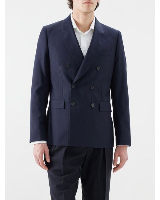 Paul Smith Double-breasted Pinstriped-wool Suit Jacket