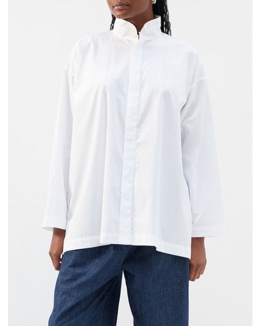 eskandar Stand-collar Cotton-poplin Shirt