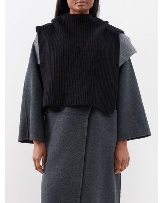 Totême Ribbed-knit Wool-blend Hooded Poncho
