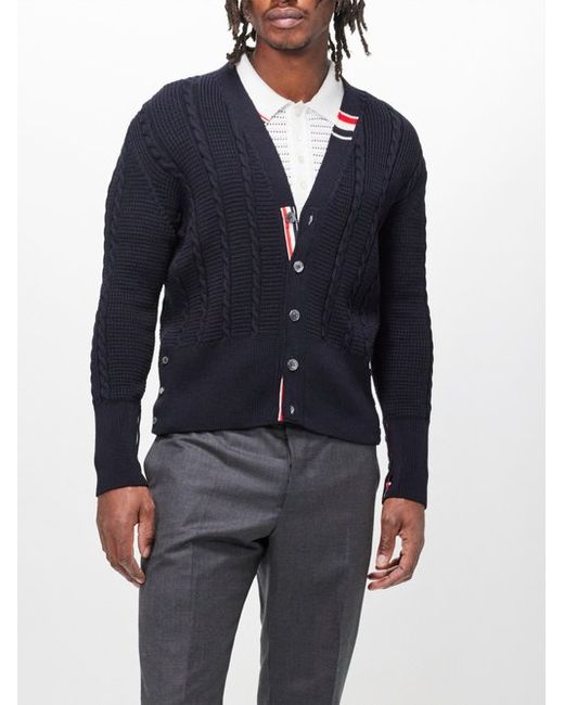Thom Browne V-neck Cable-knit Wool Cardigan