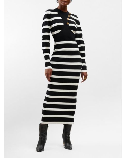 Alexander McQueen Harness-outline Stripe Knitted Maxi Dress