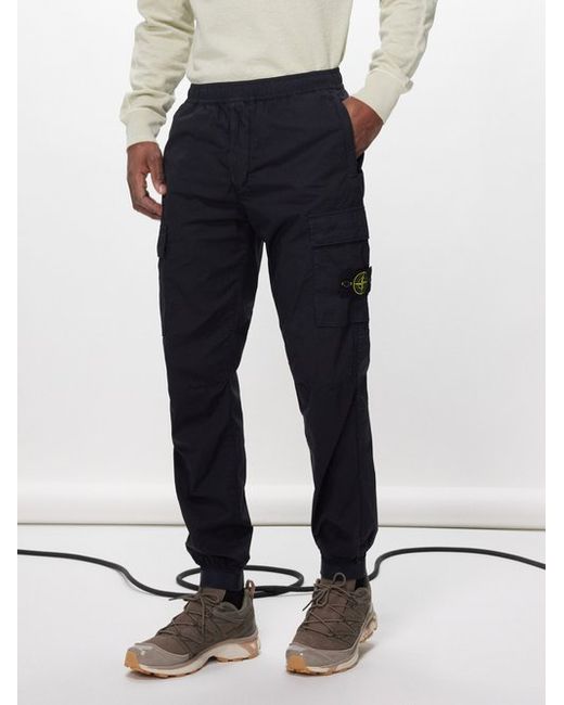 Stone Island Garment-dyed Cotton-blend Cargo Trousers