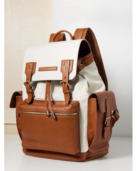 Brunello Cucinelli Canvas And Leather Backpack