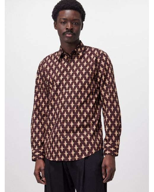 Dries Van Noten Curles Geometric-print Cotton-poplin Shirt