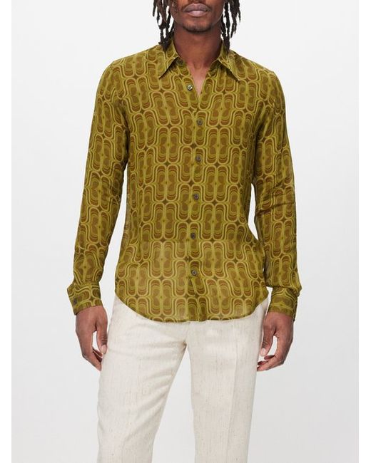 Dries Van Noten Celdon Geometric-print Poplin Shirt