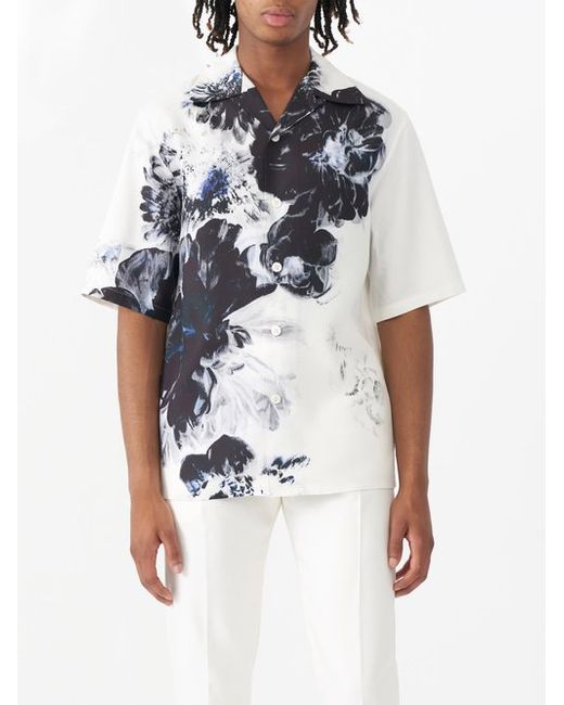 Alexander McQueen Floral-print Poplin Short-sleeved Shirt