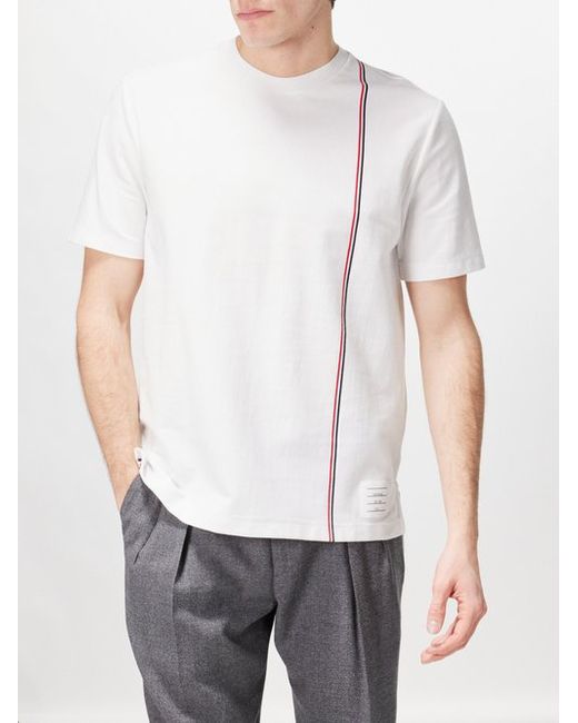 Thom Browne Tricolour-stripe Cotton-jersey T-shirt