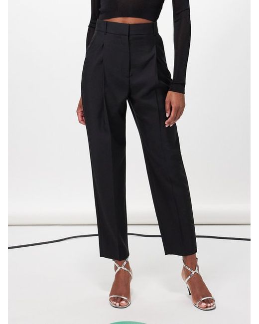 Alexander McQueen Pleated Wool Tapered Trousers